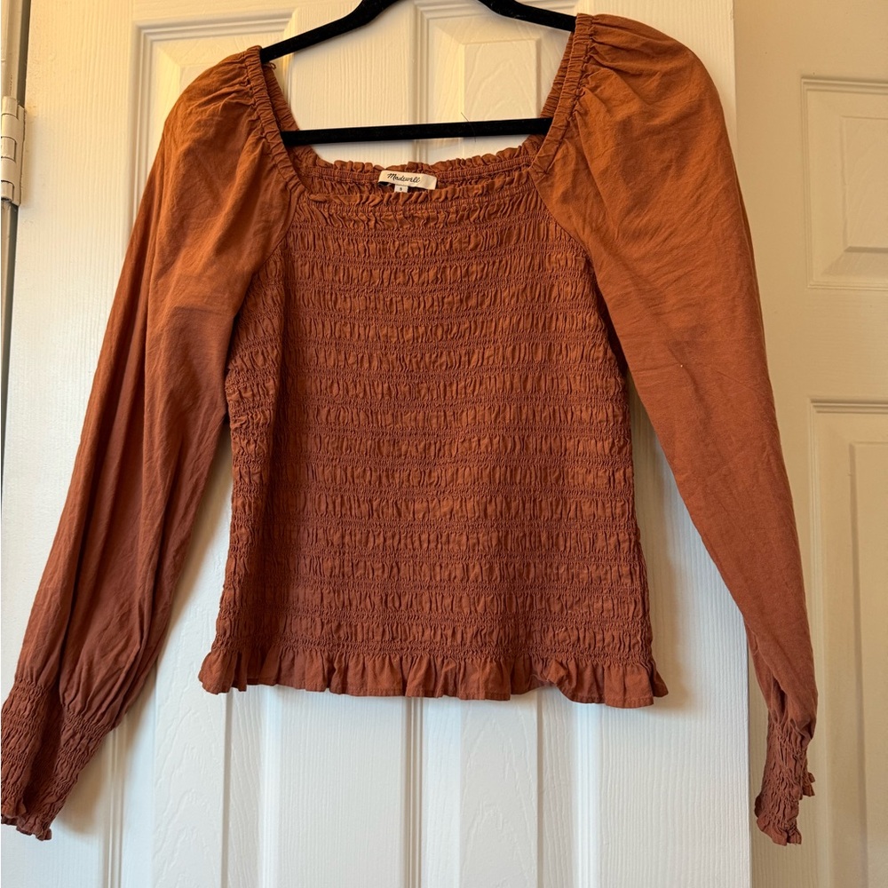 Madewell Puff Sleeve Smocked Blouse